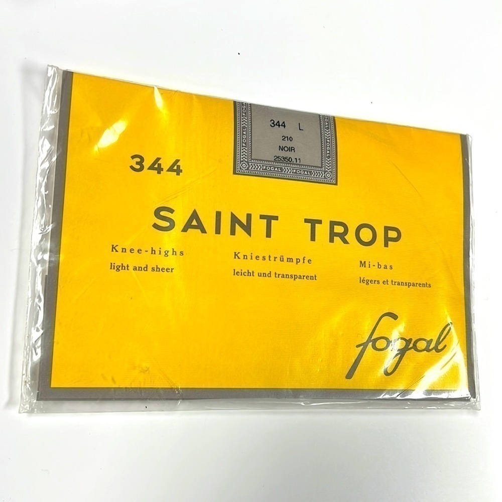 Fogal Saint Trop 344 Large Sheer 210 Black Knee Highs Socks - New